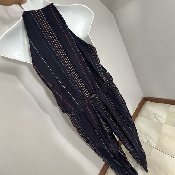 Dolan Anthropologie Hipster Boho Rainbow Striped Halter Jumpsuit Romper USA Made - Picture 5 of 14